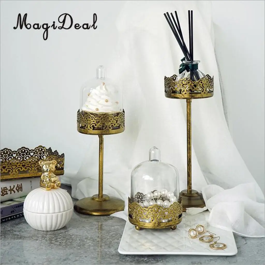 MagiDeal мини-тарелка для торта с купольной крышкой элегантная металлическая