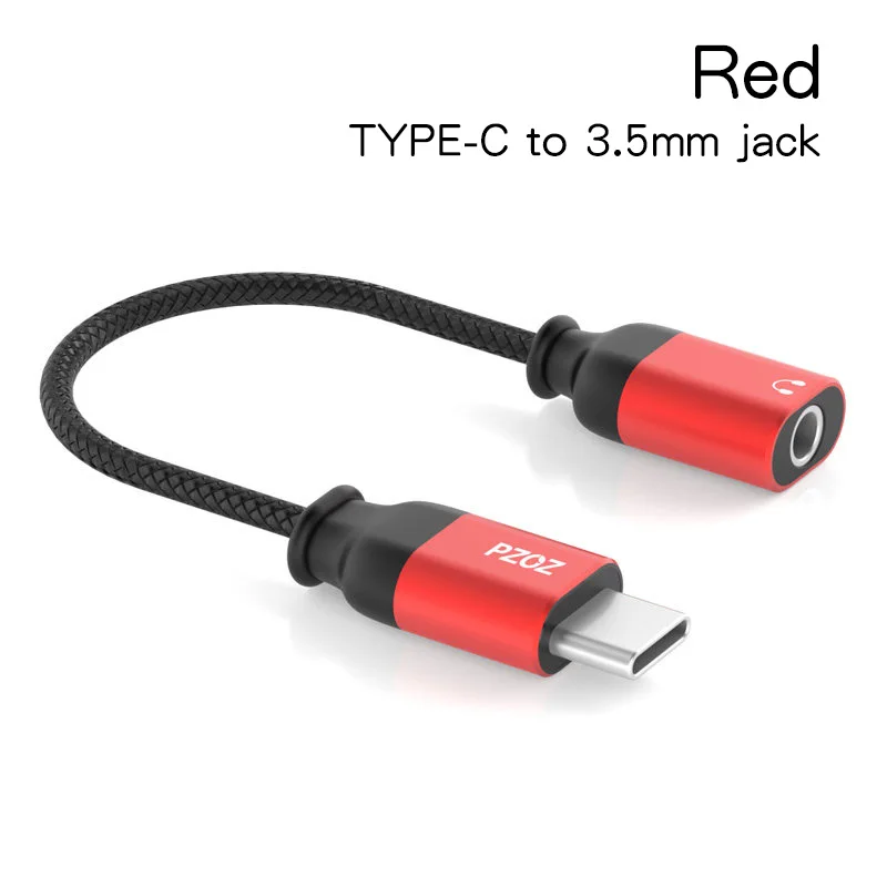 PZOZ usb type C штекер 3,5 мм разъем для наушников кабель-адаптер AUX аудио для Xiaomi Mi 6 6x huawei P20 mate 10 Pro type-C Быстрая зарядка - Цвет: Red