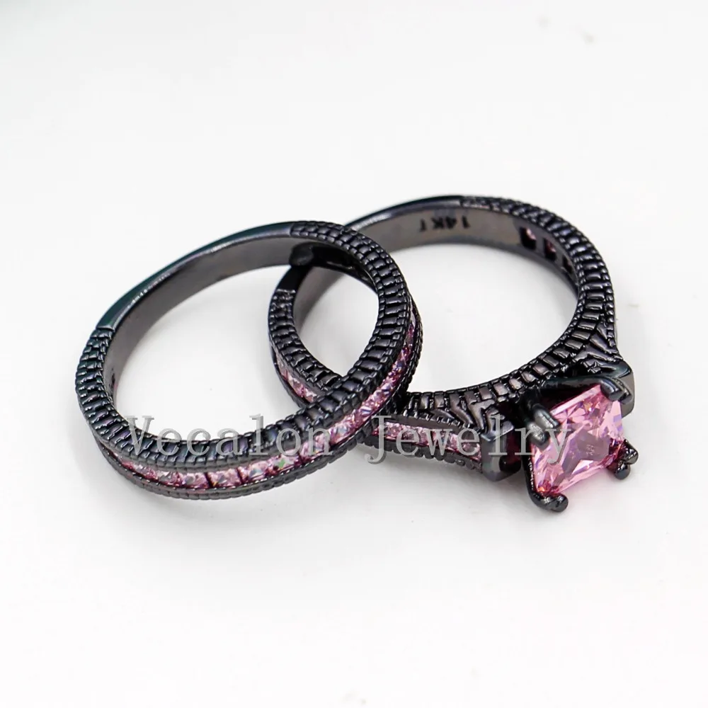 Женское Обручальное Кольцо Vecalon винтажное обручальное кольцо с розовым камнем