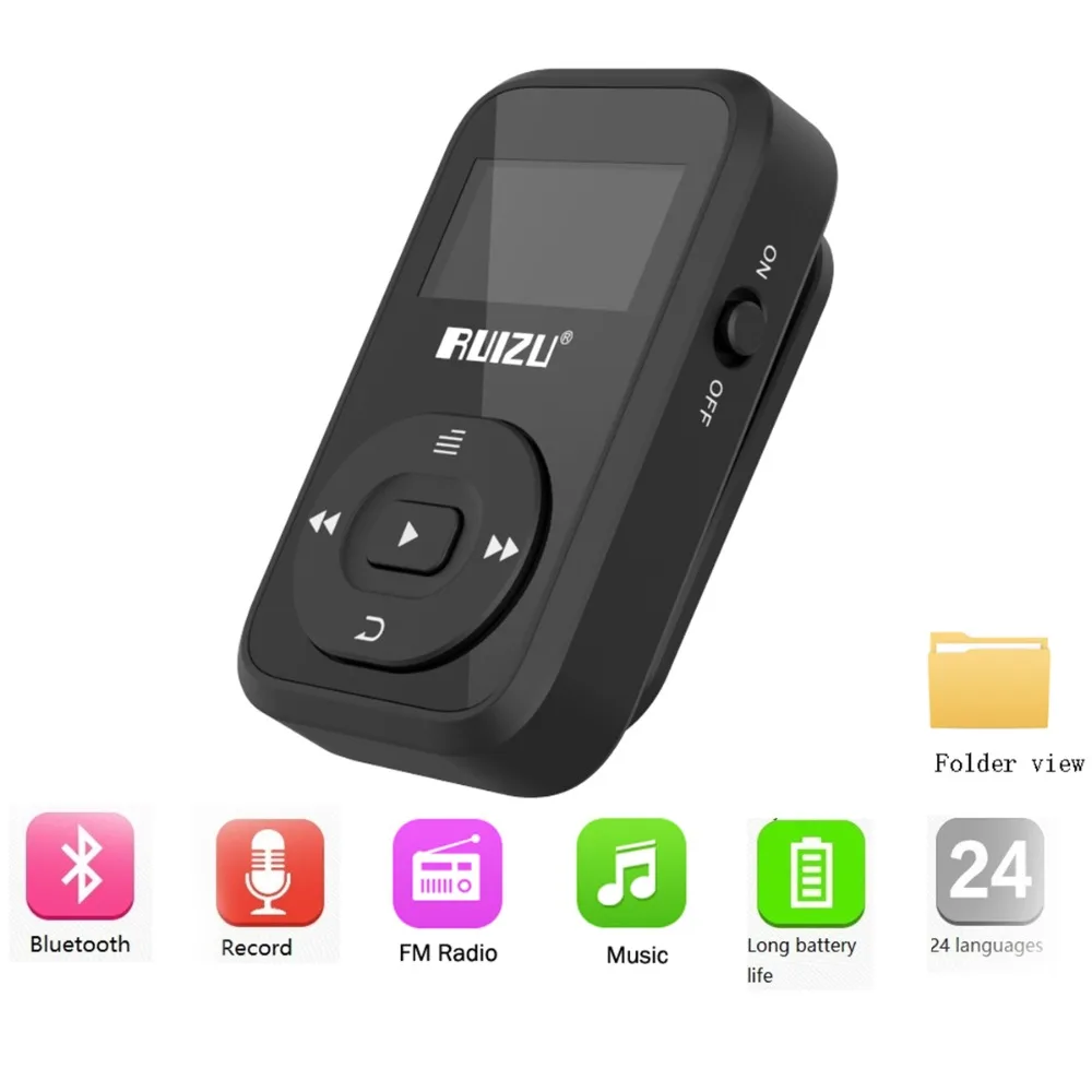 Mp3 плеер RUIZU X26 MP3 музыкальный Bluetooth walkman 64 Гб Micro SD Поддержка WAV WMA APE FLAC TXT
