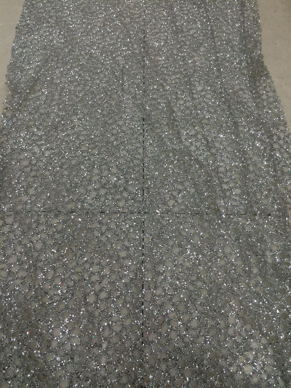 S-32813 shining glitter sequins glued on embroidery african tulle mesh fabric for wedding dress/evening dress ship by dhl | Дом и сад