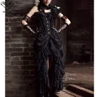 Юбка Wechery Женская длинная Плиссированная, пикантная винтажная эластичная черная, в стиле стимпанк, с цветочным кружевом, в готическом стиле, средней длины, на Хэллоуин