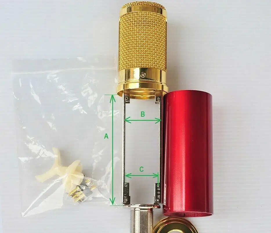 Красный золотистый и черный металлический DIY корпус микрофона конденсатора
