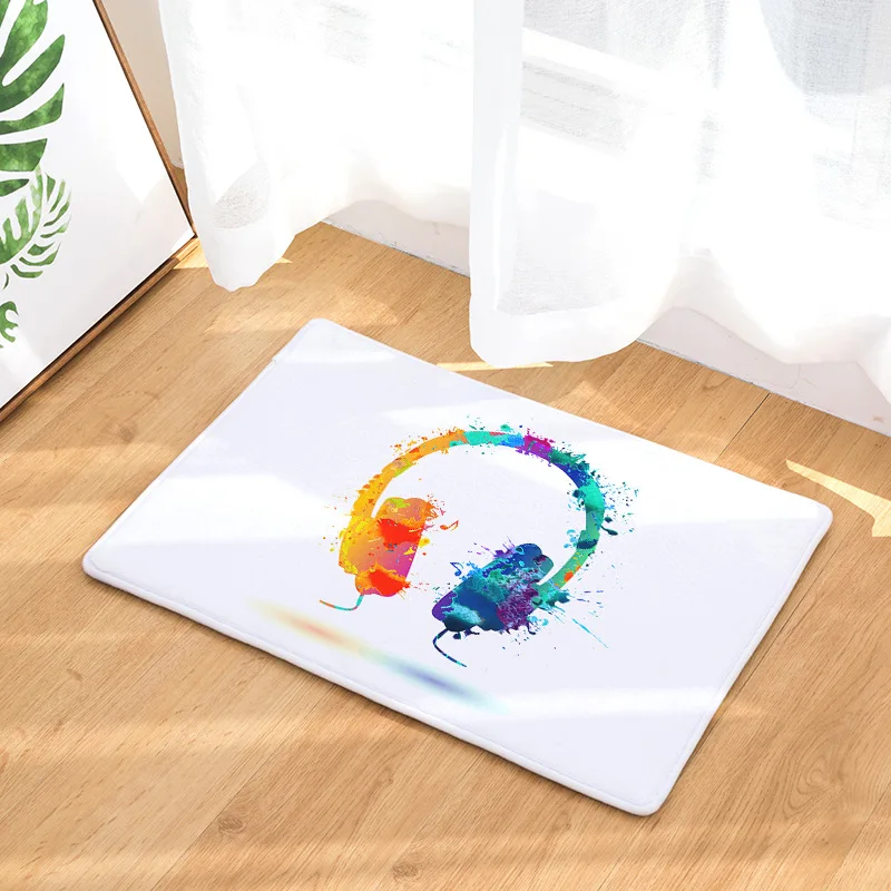 

Nordic style heat transfer flannel floor mat notes digital print pad kitchen water-absorbing anti-slip mat front door mat