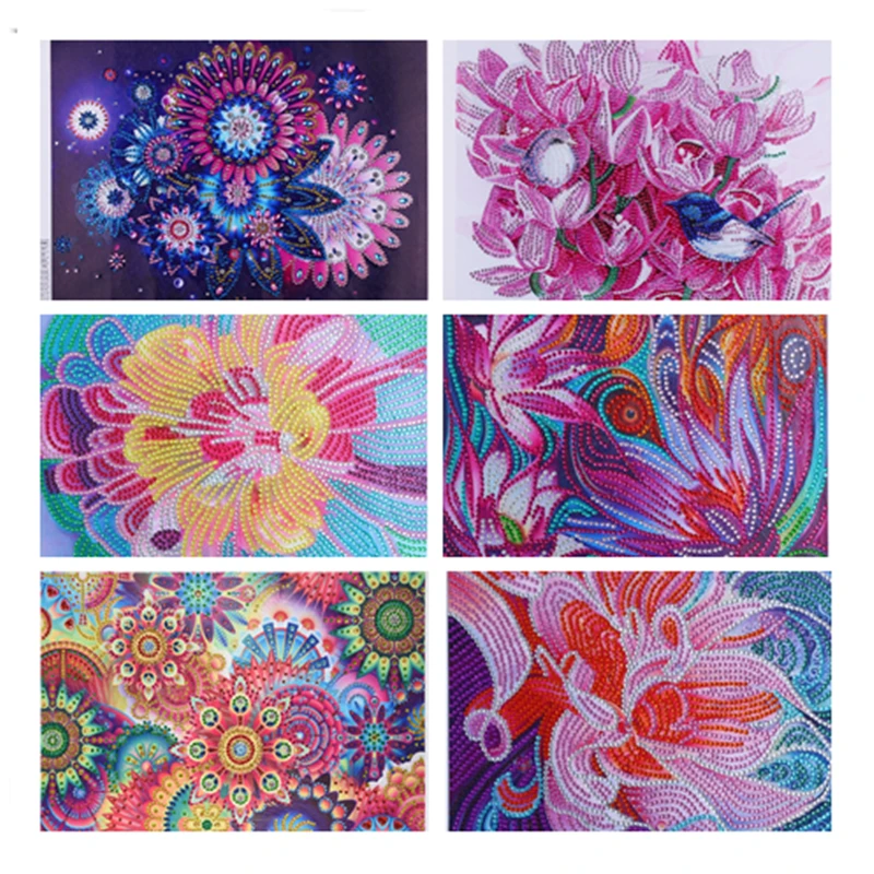Алмазная живопись особой формы красочный цветочный узор вышивка крестиком 5D