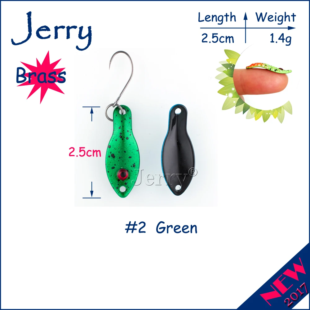 Jerry 1,4 г, 2,5 г Сверхлегкий Воблер для рыболовной наживки металлическая приманка для форели мини Рыболовные ложки латунные ложки для форели - Цвет: 1.4g Green