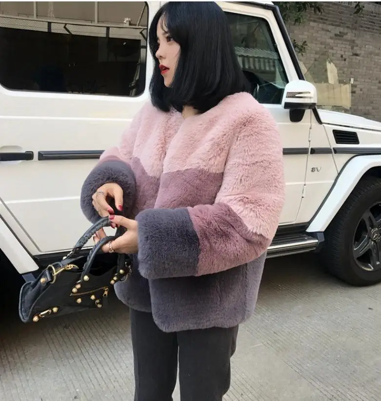 Женская верхняя одежда Chaqueta Cuero Mujeroft с искусственным кроличьим мехом Верхняя
