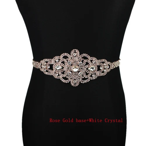 Bridal Belt 4 Rose Стразы, свадебный пояс, розовый, золотистый, серебристый, цвета алмаза, кристалл, свадебный пояс для свадебного платья, свадебное украшение - Цвет: Bridal Belt 4 Rose