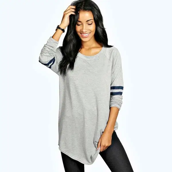 Длинная футболка новый рукав Мода базовый Для женщин блузка мяч