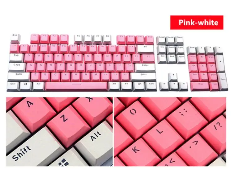 pink-white DIY геймерские игровые колпачки для клавиш 104 стандартная механическая клавиатура умная комбинация двухцветная клавиатура - Цвет: pink-white