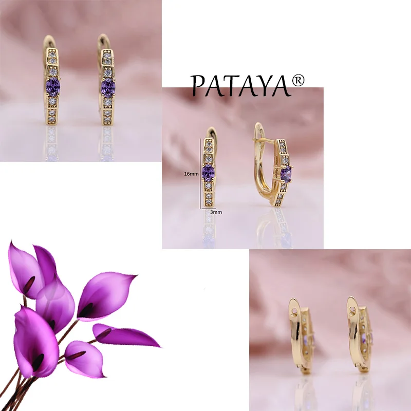 PATAYA, Новое поступление 585, розовое золото, разноцветные, Круглые, зеленые, натуральный циркон, свисающие серьги для женщин, свадебные ювелирные изделия, красивые серьги