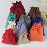 new 100pcs 15x20cm linen bags pouch jute sack gift bags drawstring bag jewelry christmas gift pouch for home party storages bags