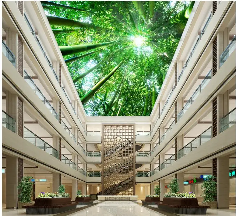 Обои 3d стереоскопические Солнечный свет мечта бамбуковый потолок голубь на