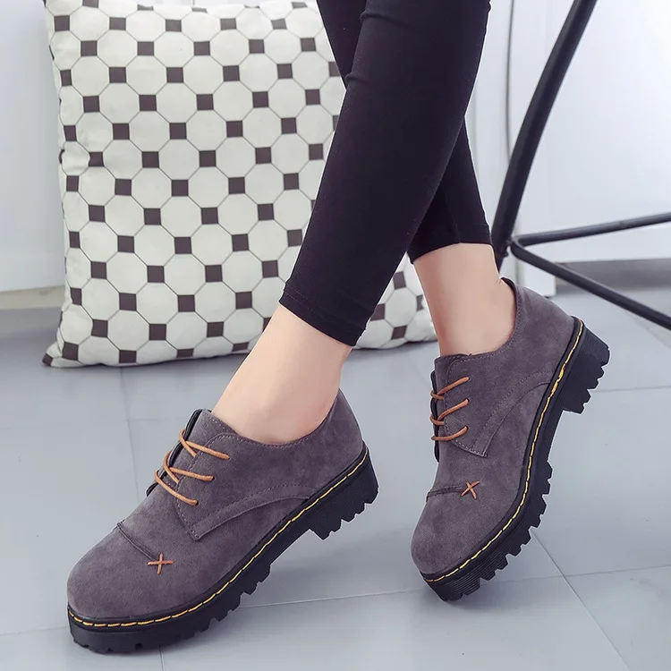 Осень 2017 обувь на платформе в британском стиле повседневная кожаная ретро с