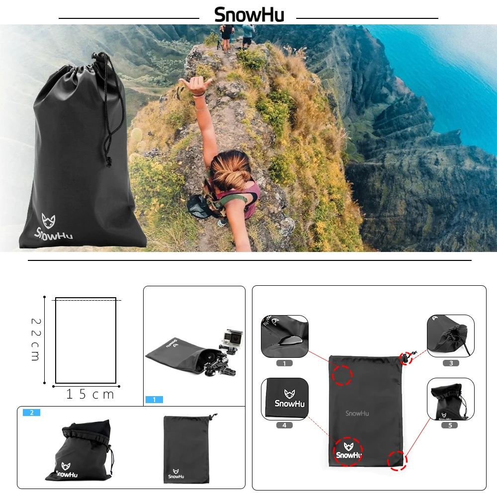 Snowhu для GoPro Hero Интимные аксессуары комплект крепления на монопод для Go Pro Hero 6 5 5S 4 3+ 3 для EKEN H9 для Xiaomi для Yi Для 4 К GS42