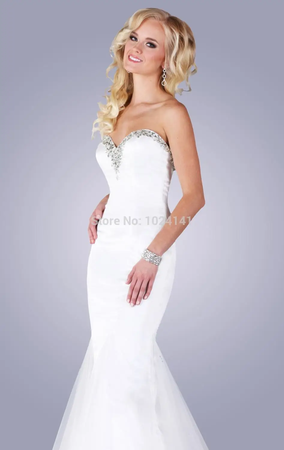 Tea Length Wedding Dresses Mermaid Floor-Length None Crystal Sweetheart Off The Shoulder Sleeveless Natural Zipper Built-In Bra |