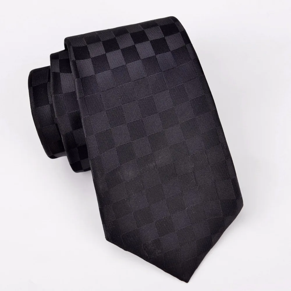 

Ikepeibao Men`s Tie Black Checked Checked Jacquard Woven Polyester Handmade Discount Colling Necktie