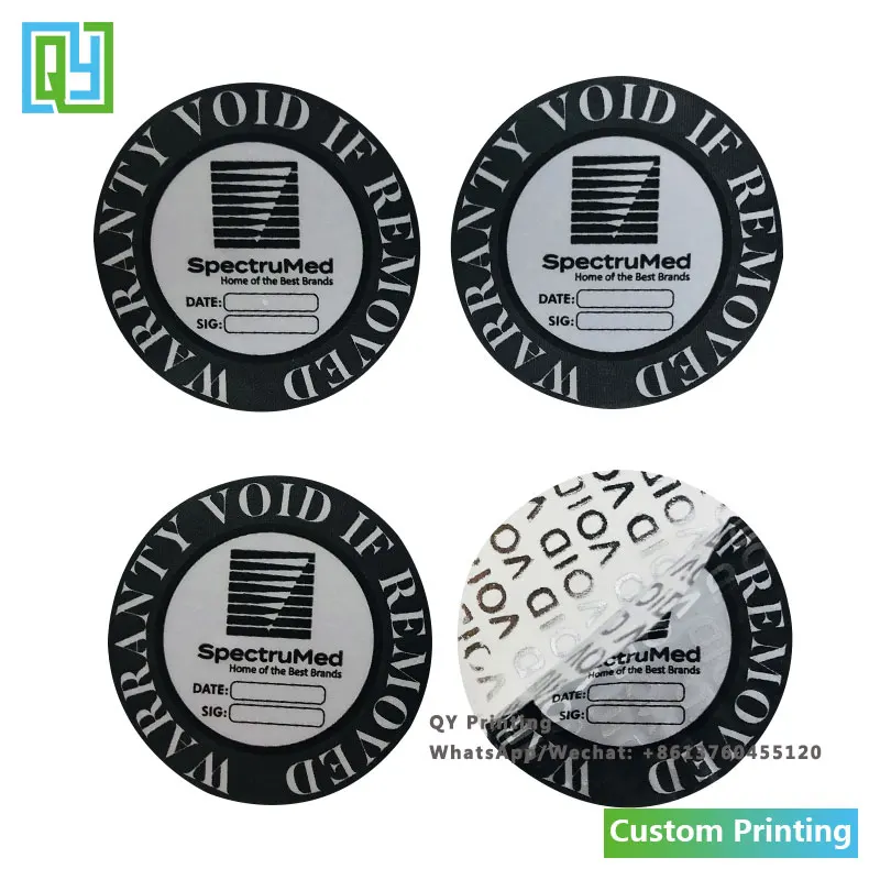 1000pcs Dia.38mm Free Shipping Custom Printed Warranty Void If Removed Screw Label Brand Name Logo Silver Tamper Evident Sticker