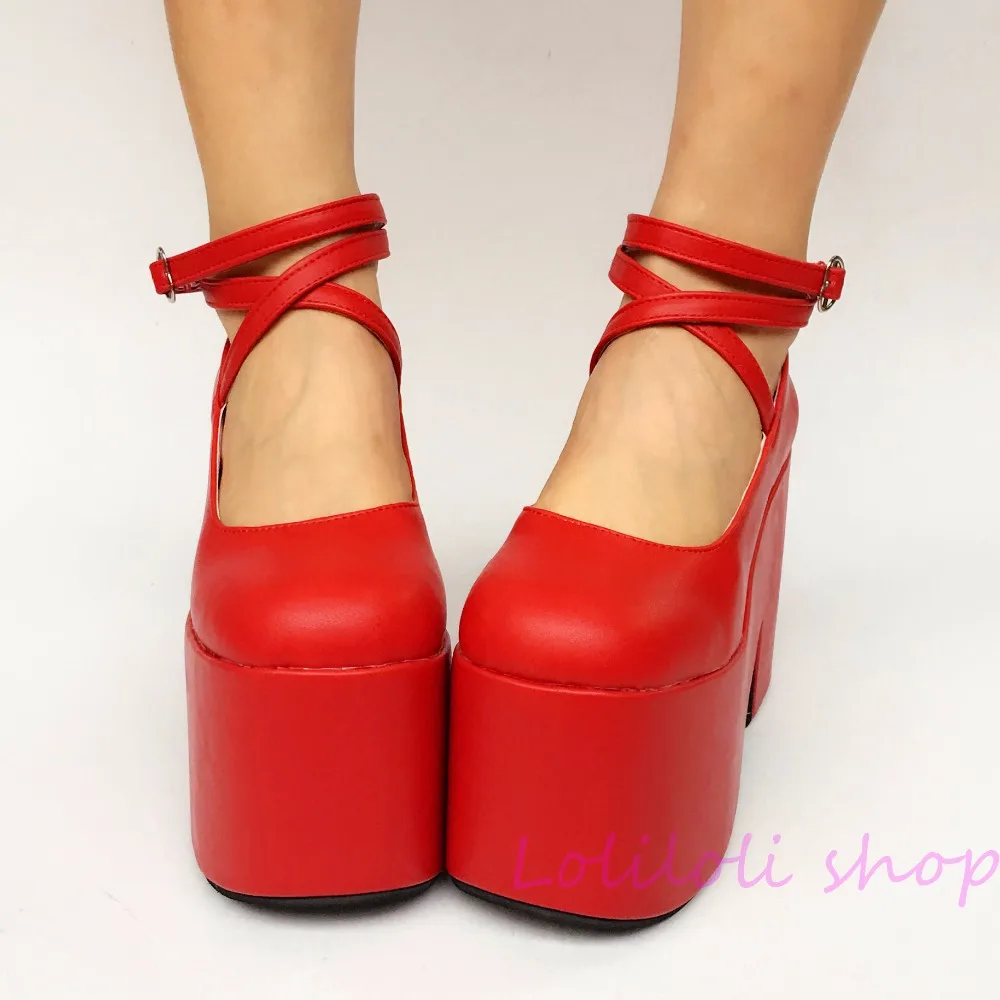 Туфли принцессы сладкой Лолиты в японском стиле Индивидуальные красные матовые
