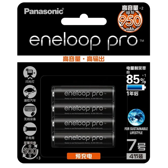 Panasonic pro высокая прозрачность и Ёмкость 950 мА/ч, 4 шт./упак. батареи сделано в Японии Металл-гидридных или никель предзаряженный Перезаряжаемые элементов питания типа AAA