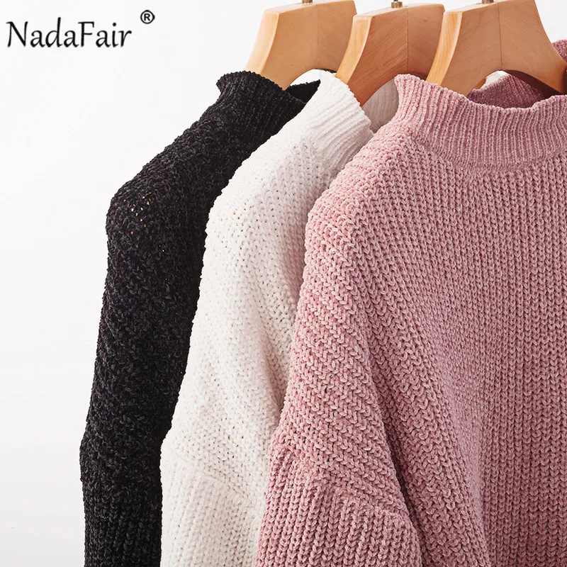 Nadafair Winter Turtleneck Sweater Women Pullovers Autumn Casual Knitted Femme Pink White Black Solid Jumper Knitwear | Женская одежда
