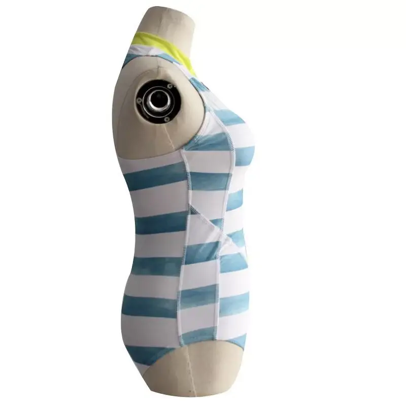 2018 Brand New Women Swimwear One Piece Swimsuit Blue Stripe Bathing Suit Zipper Female Big Size | Спорт и развлечения