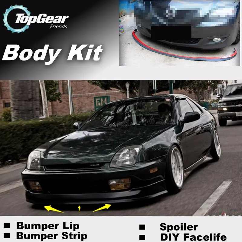 Для HONDA Prelude BA BB бампер губы/Top gear передний спойлер для автомобиля/TOP gear Body Kit+ юбка в полоску