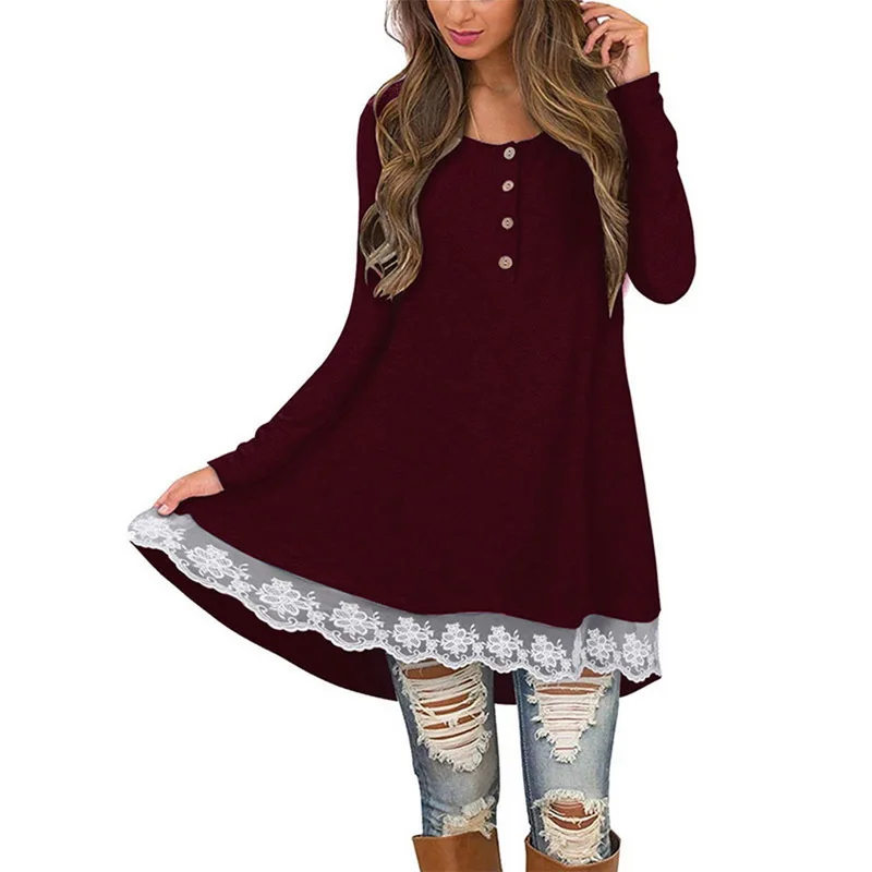 NIBESSER женское осенне зимнее платье модное с длинными рукавами на пуговицах