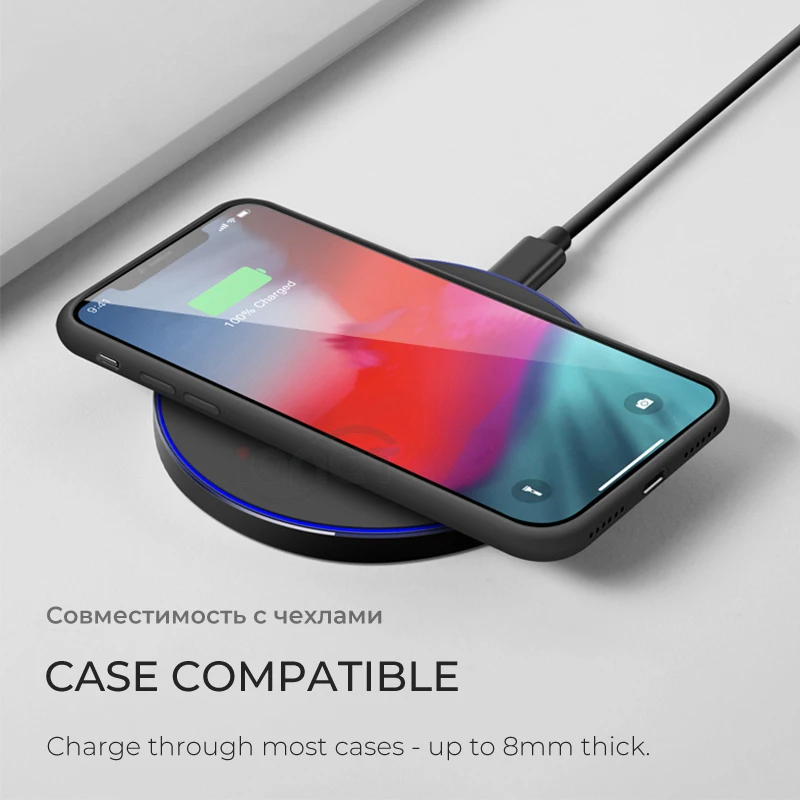 IONCT 10 Вт быстрое зарядное устройство беспроводной для samsung S8 S9 Note 9 8 для iPhone X Xs MAX XR 8 Xiaomi Qi зарядка USB зарядное устройство для телефона