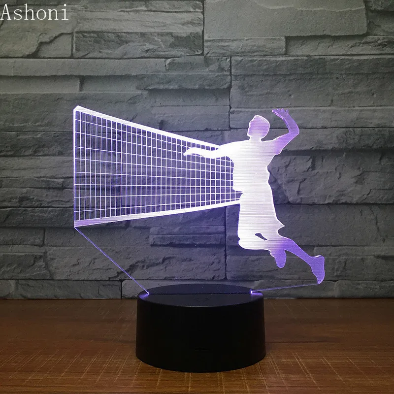 NEW Play Volleyball Player 3D Table Lamp LED Night Light 7 Colors Changing Bedroom Sleep Lighting Home Decor Gifts | Лампы и освещение