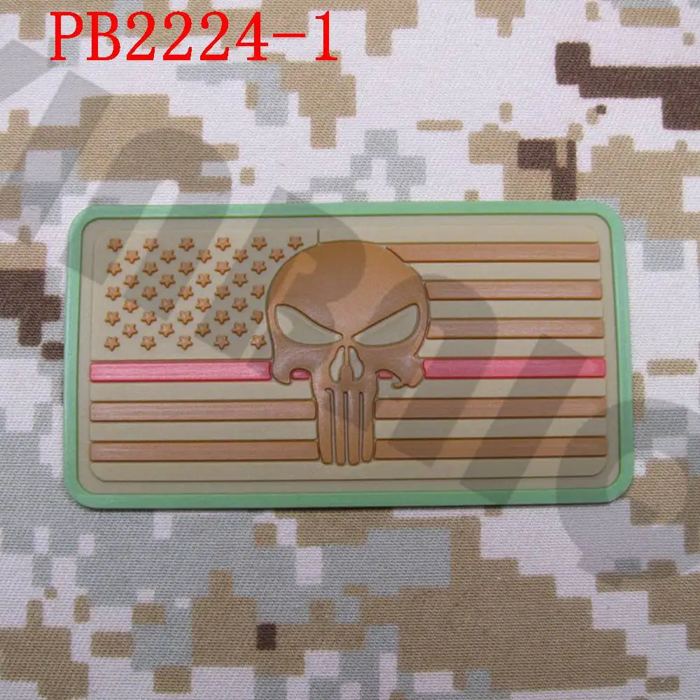 PB2224 Multicam 3D ПВХ Патч тонкая красная линия DEVGRU команда котиков Череп Американский флаг - Цвет: PB2224 Multicam