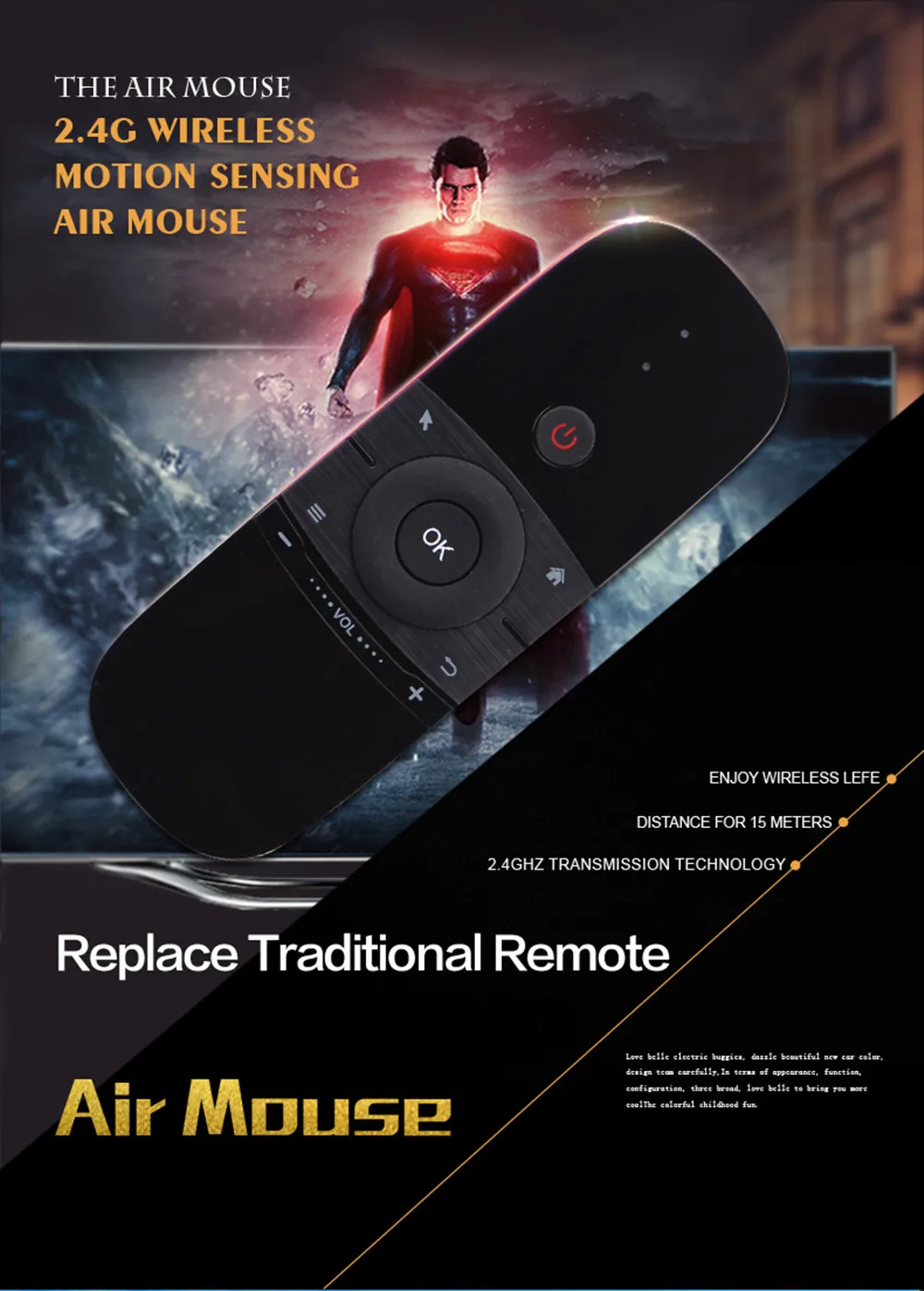 W1 Fly Air mouse беспроводная клавиатура мышь 2,4G перезаряжаемый мини пульт дистанционного управления для Smart Android Tv Box Мини ПК