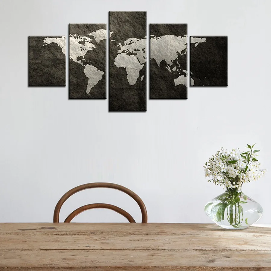

Global Map Grey Pictures for Home Decorations Painting Canvas Wall Art World Map Landscape Artwork Office Wall Decor Wholesale