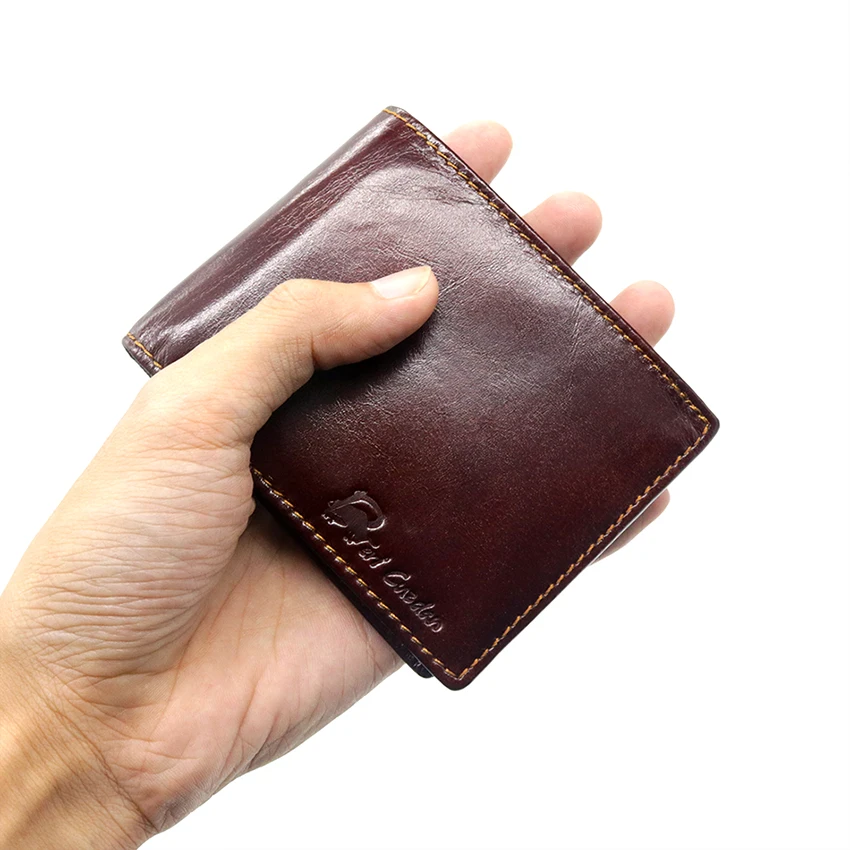 DERI CUZDAN RFID кошелек Винтажный Мужской короткий из натуральной кожи двойной