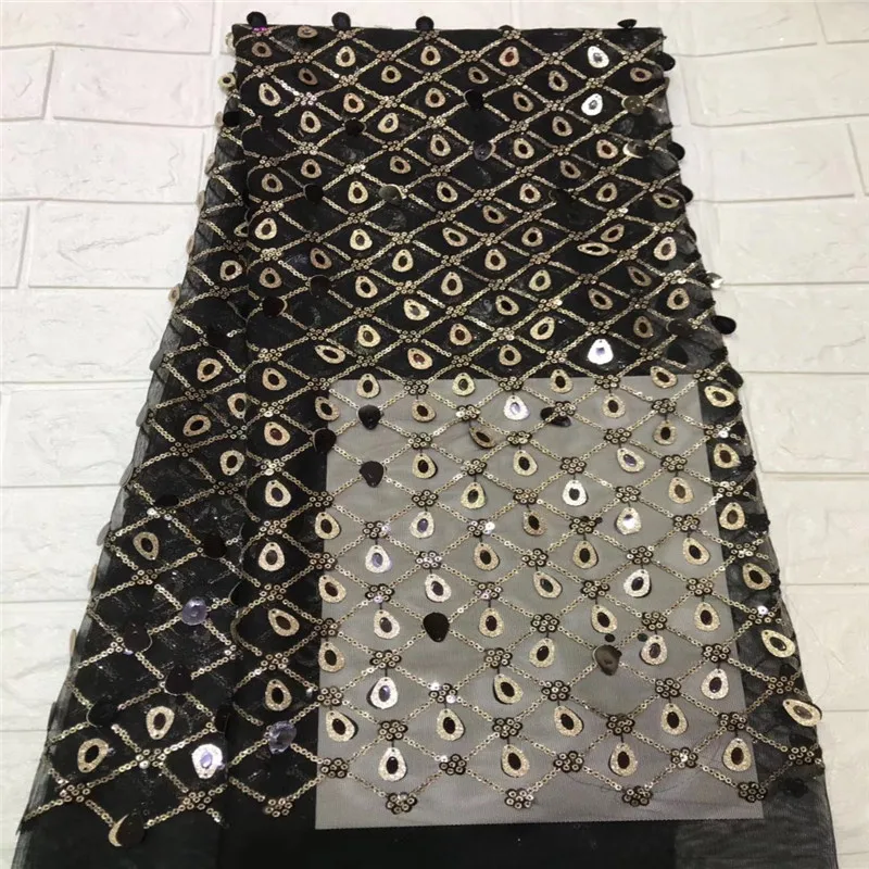 Latest Style African Lace Fabric 2018 High Quality Fashion French Tulle Nigerian Sequin Fabrics XY1875B-1 | Дом и сад