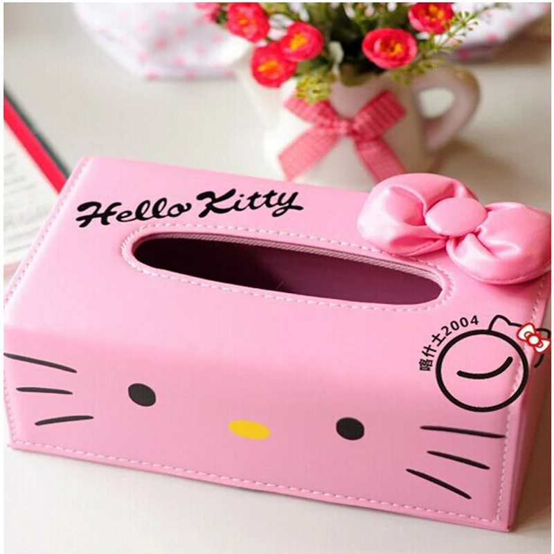 Hello kitty коробка-держатель для салфеток, кожаная коробка для салфеток, водонепроницаемый контейнер для ванной комнаты, коробка для салфеток, автомобильный офисный ящик hello kitty