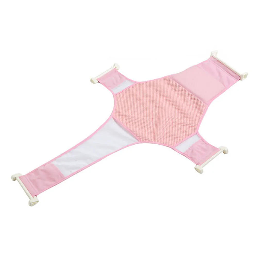 Newborn Adjustment Bathtub Sling Mesh Net Baby Thick Antiskid Cross Bath Net Accessories - Цвет: Pink