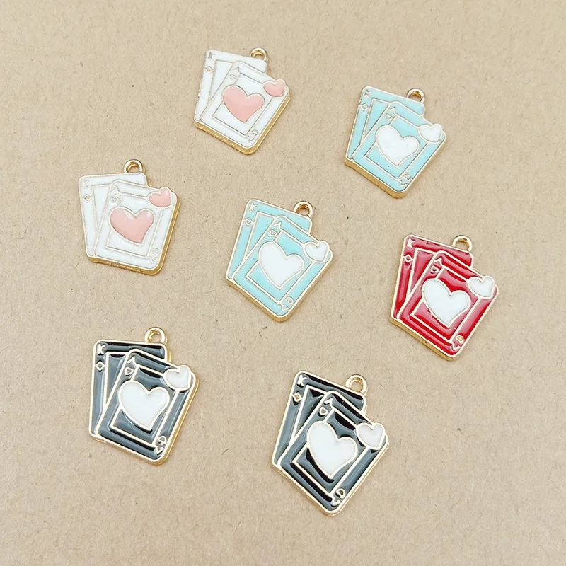 

10pcs enamel Poker charm for jewelry making and crafting fashion earring charm zinc alloy poker pendant