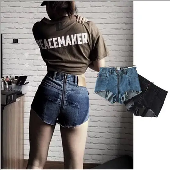 Шорты женские джинсовые средней посадки хлопковые с эффектом пуш ап на молнии