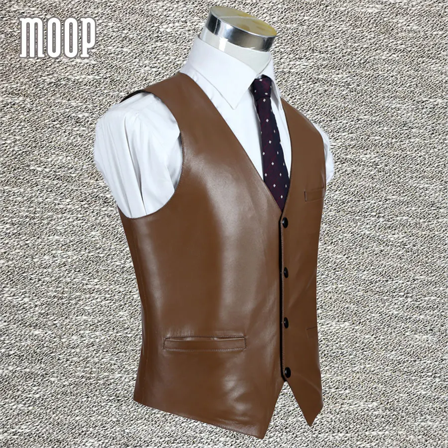 Жилет мужской из натуральной кожи 100% ягненка 4 цвета|chaleco hombre|genuine leather vestmens waistcoats |
