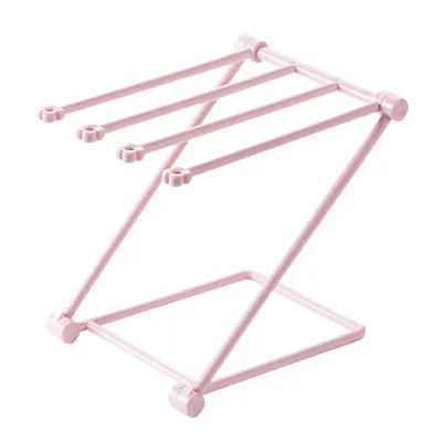 light pink 1 шт. Складная стойка для хранения полотенец, полотенец, вешалка для полотенец, органайзер, кухонная бутылка для ванной, сухая стойка, подставка для слива чашек - Цвет: light pink