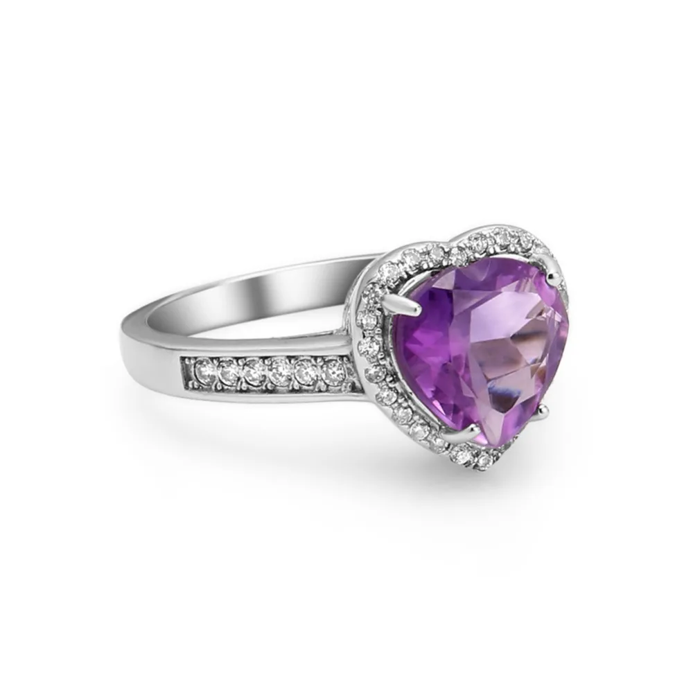 Женский балетный камень 2.17Ct в форме сердца натуральный аметистовый драгоченный