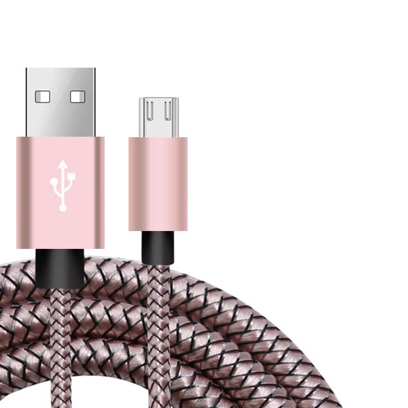 Хранилище данных с разъемом микро USB кабель зарядного устройства для Galaxy S6 S7 Edge huawei Redmi Android мобильный телефон происхождения длинный 1 м провод для быстрой зарядки провода - Цвет: Rose gold