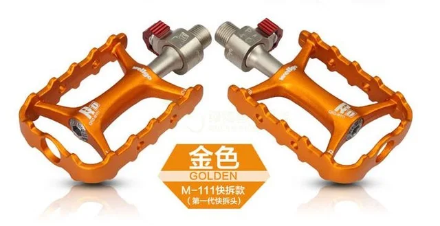 QRD1 golden Велопедали Wellgo, Быстроразъемное устройство M111, ультралегкие, не быстроразъемные, велосипедные, MTB, велосипедные педали, QRD QRD1 QRD2 - Цвет: QRD1 golden