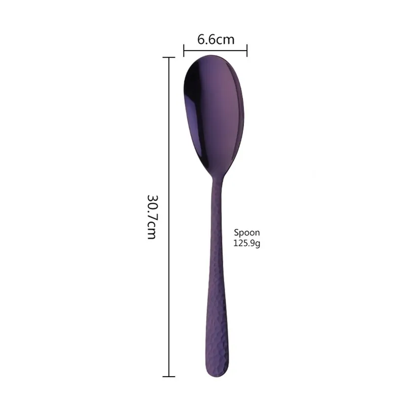 purple spoon 1 pc Салатная ложка или вилка ложка для смешивания 430 из нержавеющей стали, ресторанные ложки, столовая посуда с помощью инструментов «буфет» - Цвет: purple spoon 1 pc