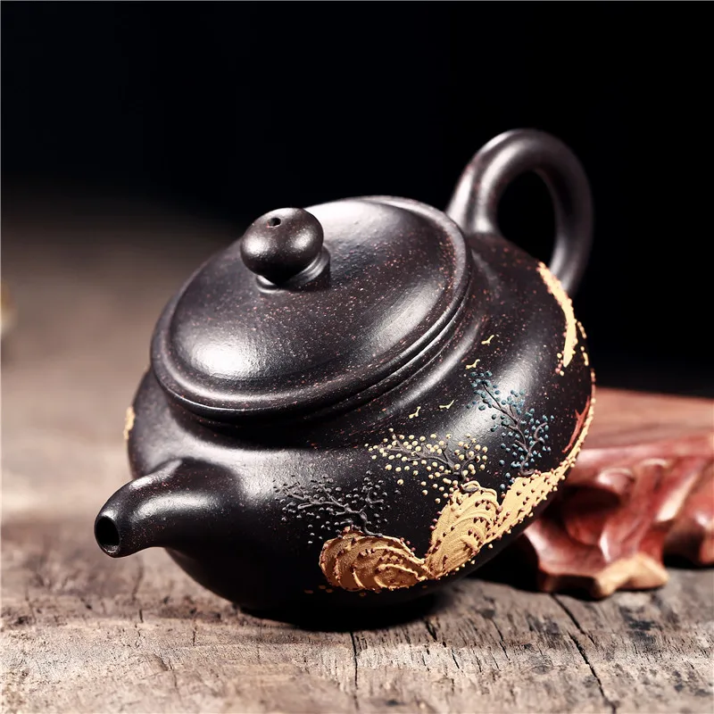 200cc Authentic Yixing Teapot Master Handmade Chinese Health Purple Clay Fang Gu Pot Landscape Antique Tea Set Zisha | Дом и сад