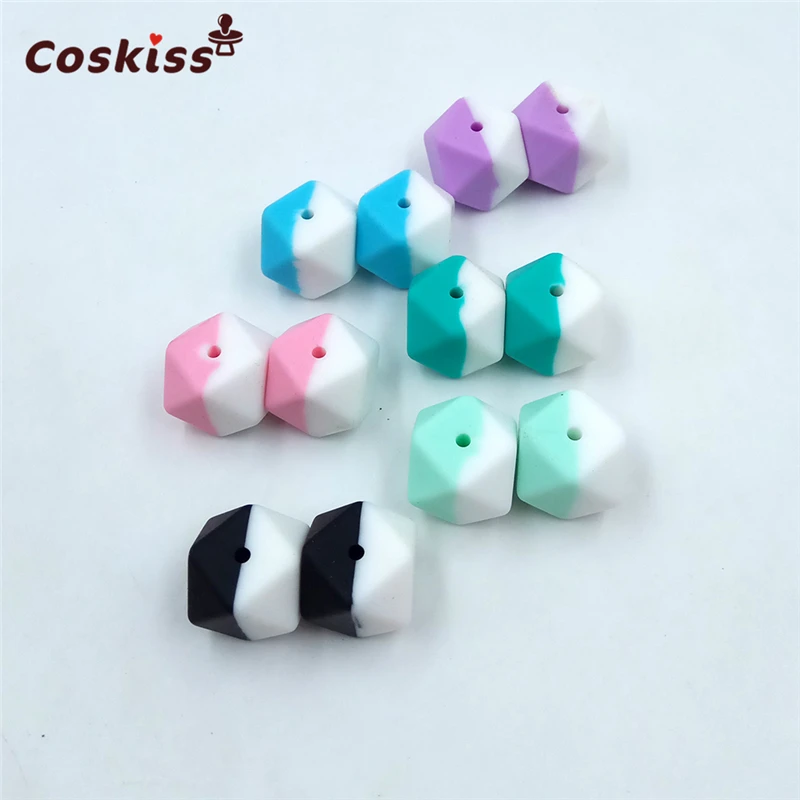 Coskiss 10 шт. силиконовые бусины для прорезывателя двухцветные 17 мм