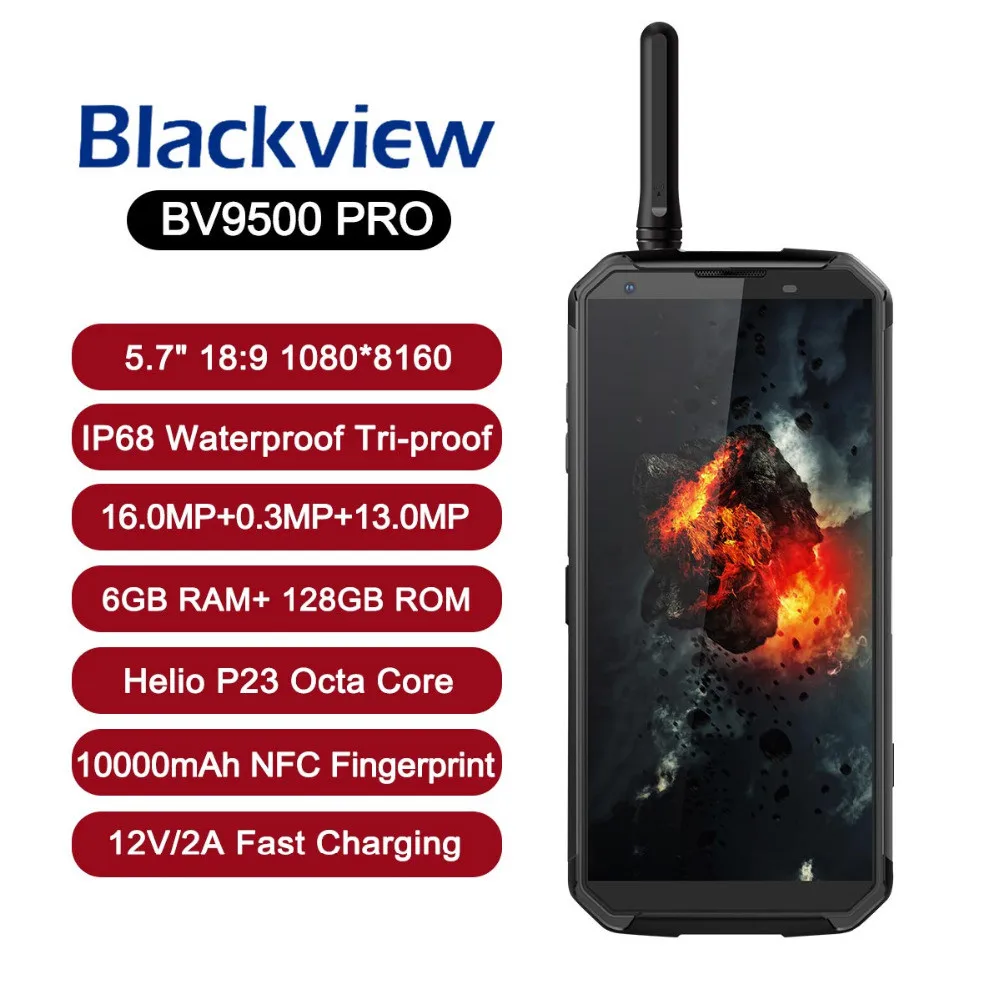 Мобильный телефон Blackview BV9500 Pro Android 8 1 четыре ядра 5 7 дюймов 18:9 MTK6763T 6 ГБ ОЗУ 128 Гб ПЗУ