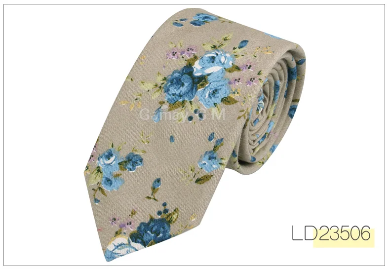 LD23506 Новые повседневные Галстуки с цветочным принтом для мужчин, узкий хлопчатобумажный галстук для свадьбы, цветные мужские галстуки с круглым вырезом, деловые вечерние галстуки, галстук для взрослых - Цвет: LD23506