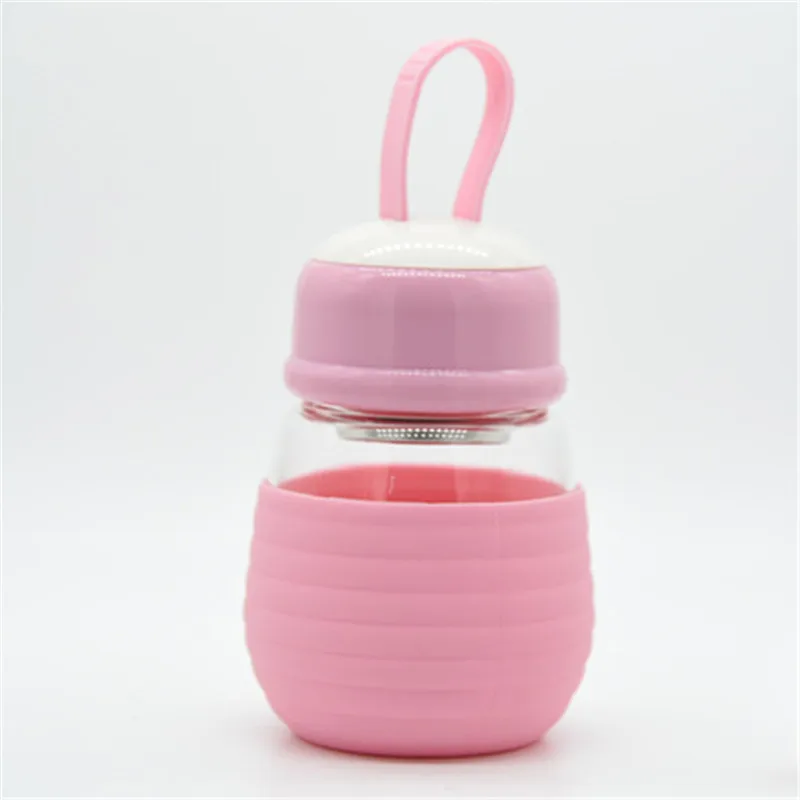 Стеклянная бутылка для воды с силиконовым покрытием 300 мл Модная Портативная